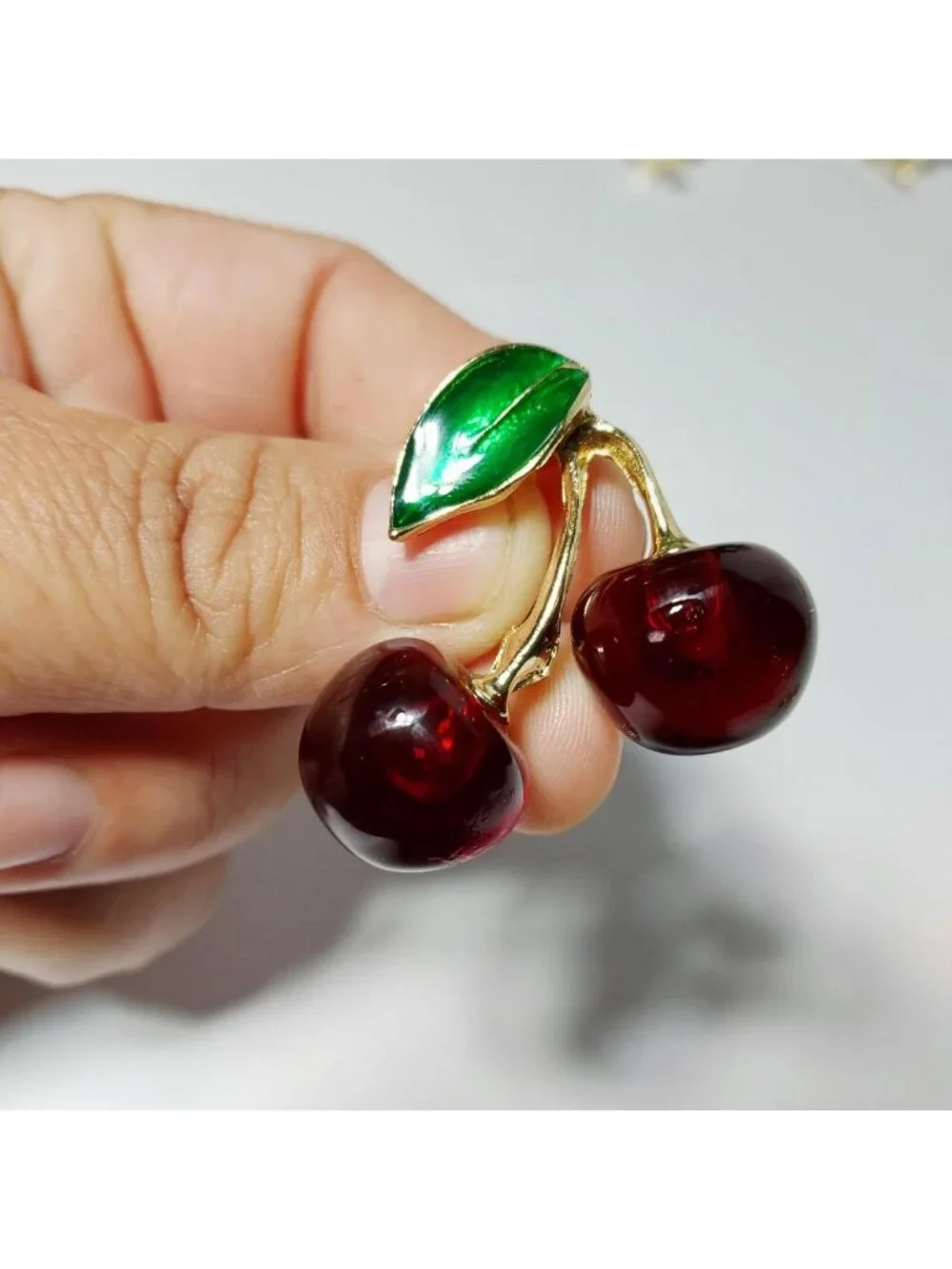 Cherry Gold Tone Brooch Bramd